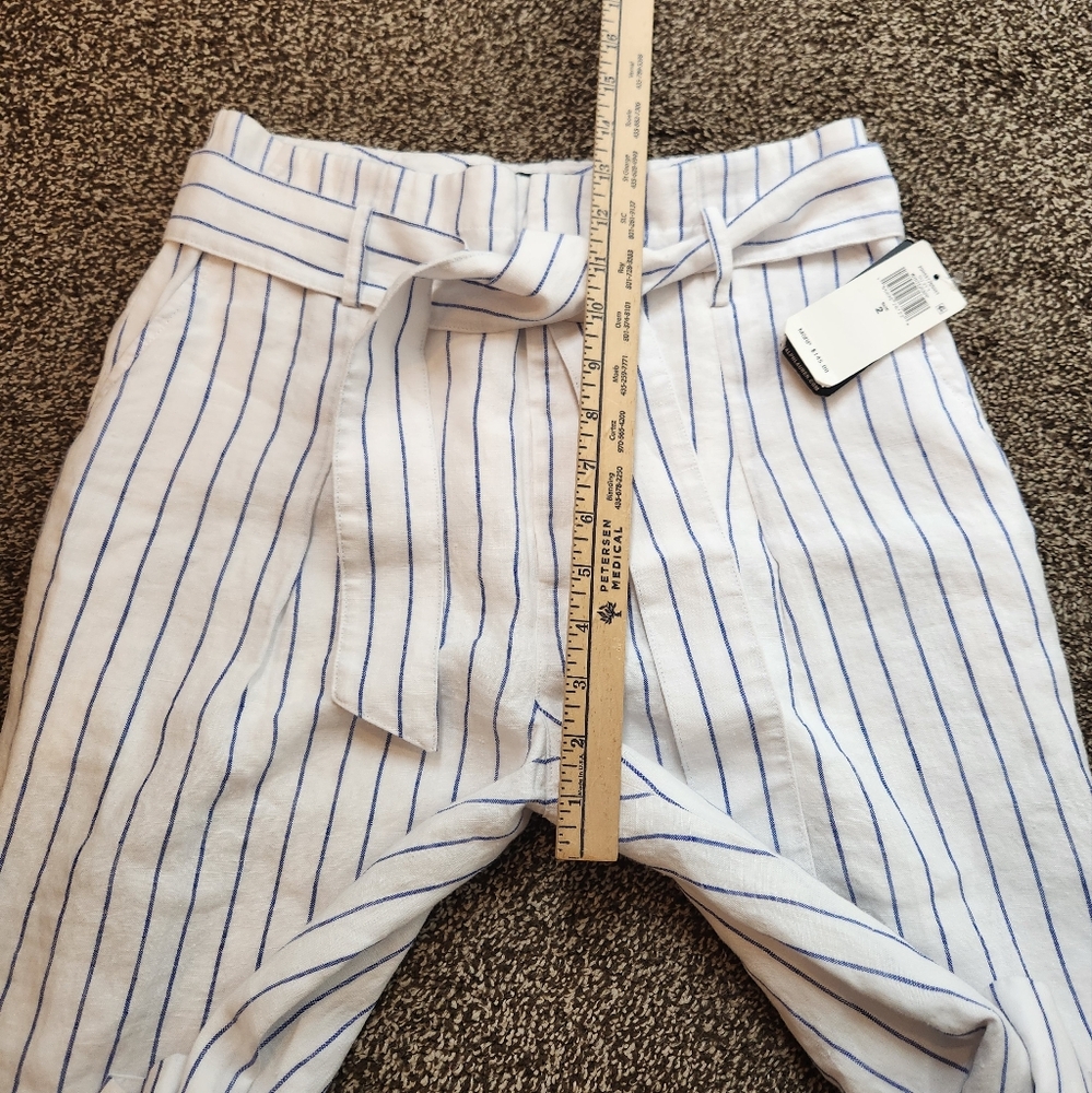 NWT LAUREN RALPH LAUREN White Belted Cropped Straight Leg Pants Size 2 - Picture 10 of 11